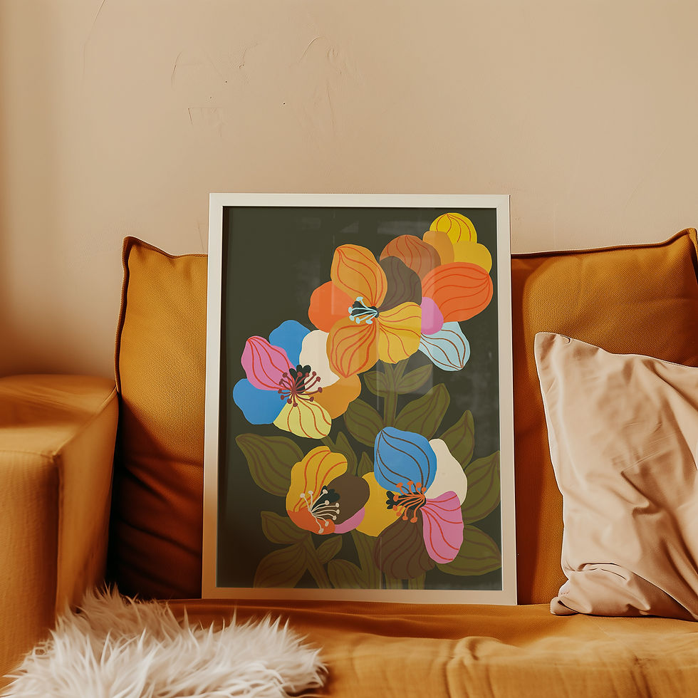 Plakat Kwiaty Vintage autorstwa Gigi Rosado – kolorowe kwiaty w palecie lat 70.