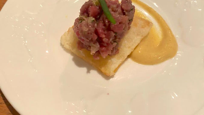 Batata suflada com Steak Tartare