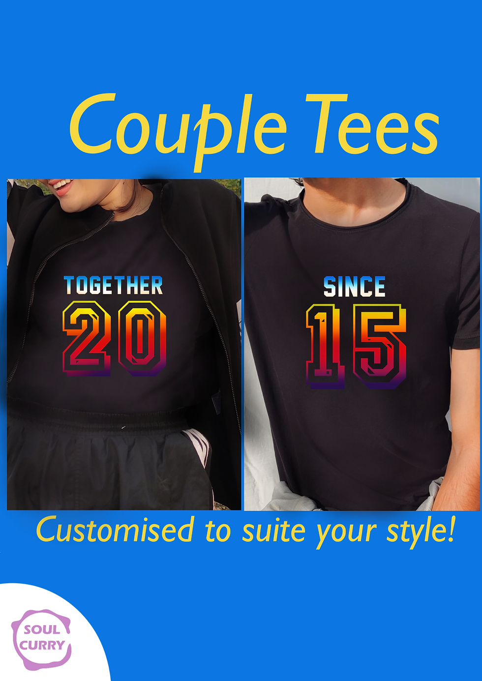Thumbnail: Together since *year* - Set of 2 Couples Tees