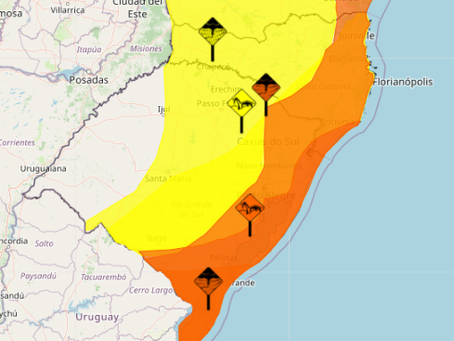 Inmet emite cinco alertas de risco de chuva e vento costeiro no Rio Grande do Sul nesta segunda-feira (27)