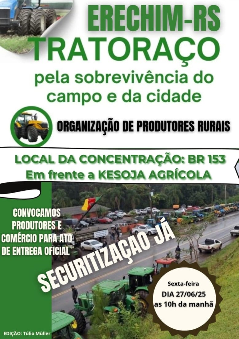 Produtores rurais marcam novo protesto em Erechim para esta sexta-feira (27)