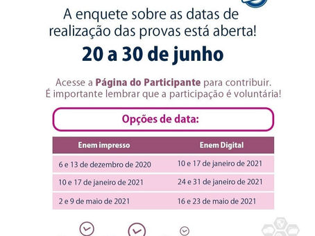 ENEM: aberta votação para nova data das provas; estudantes têm três opções, duas delas em 2021