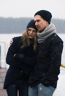 Couple in winter attire