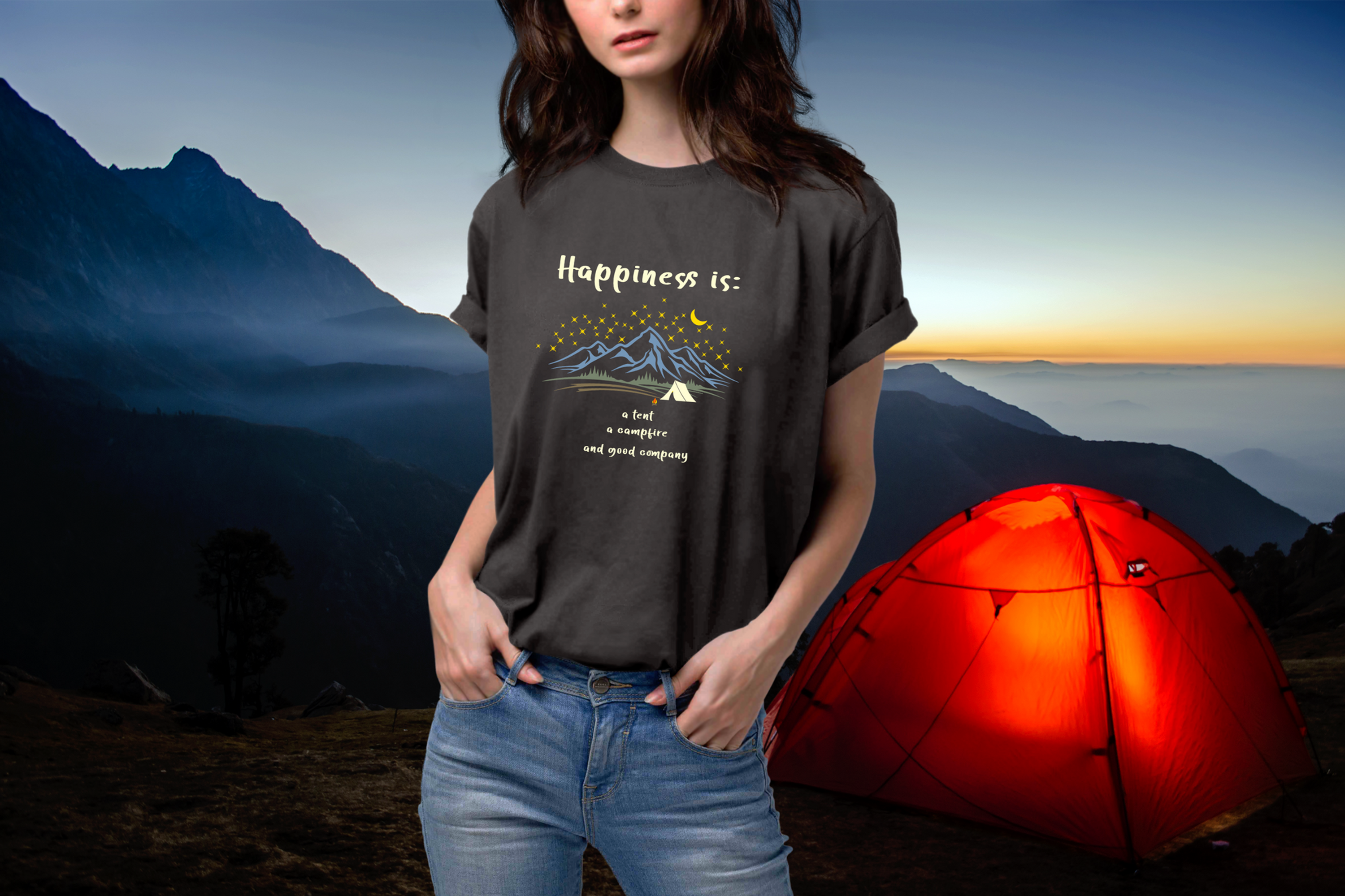 Happiness is Camping shirt stars tshirt adventure shirt hiking shirt explore