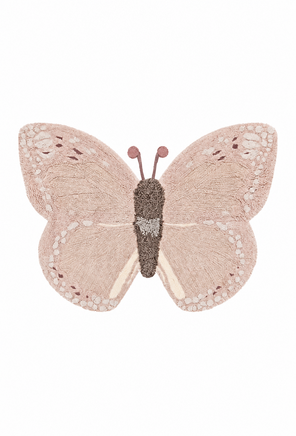 Tapis lavable en coton Animal Baby Butterfly Lorena Canals sur fond blanc