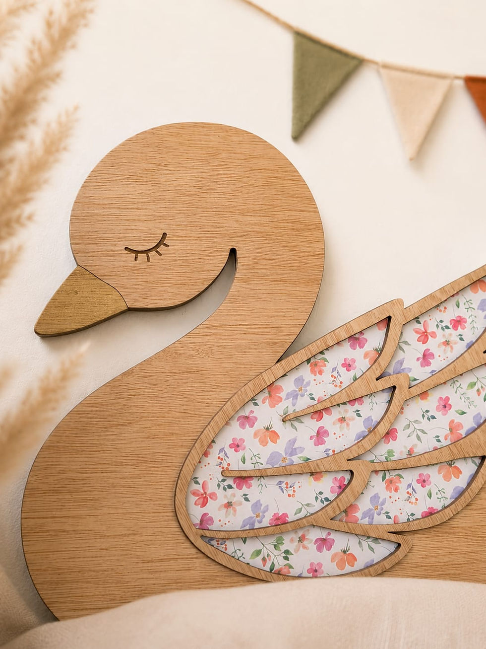 Miniature : décoration murale cygne en bois
