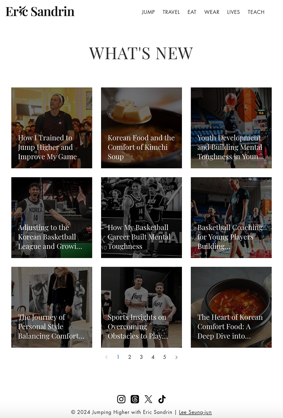 Screenshot of Eric’s personal blog highlighting global travel adventures, cultural exploration stories, and K-style fashion inspirations.