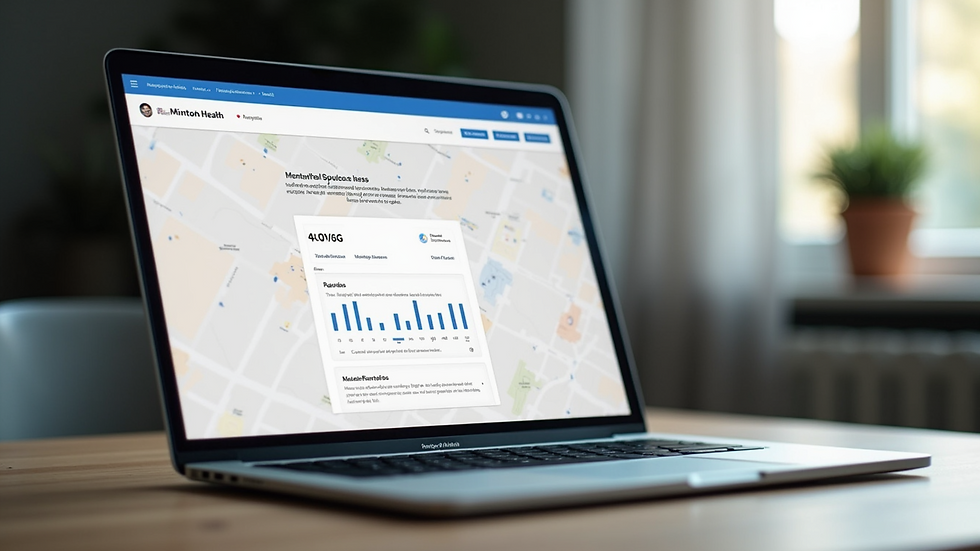 Eye-level view of a laptop displaying a mental health app interface