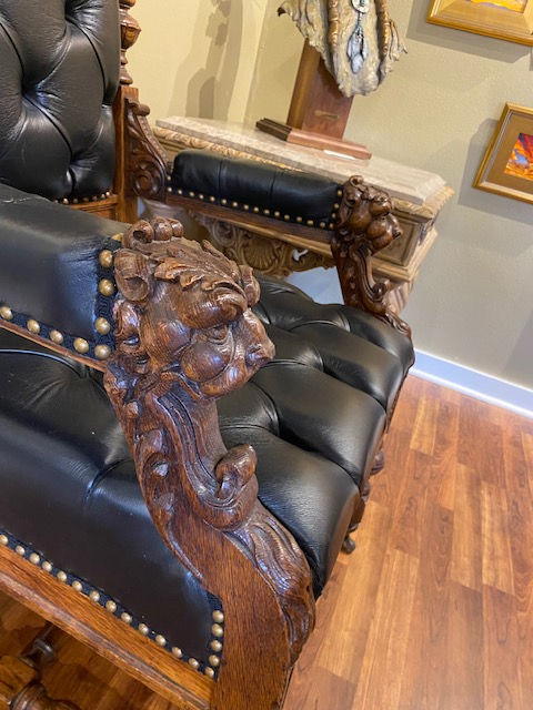 Thumbnail: Matching Quartersawn Oak His & Hers 1900 Antique Chairs