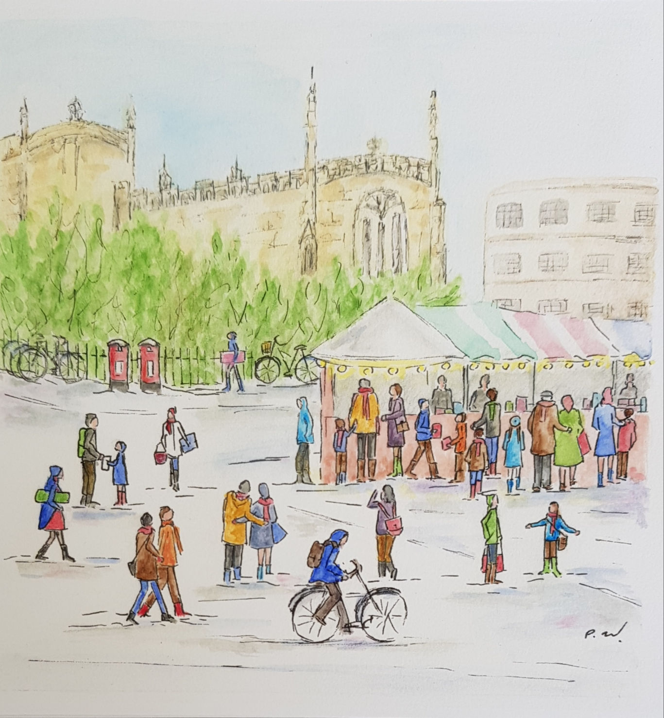 'Market Square at Christmas' Christmas Card (Print)