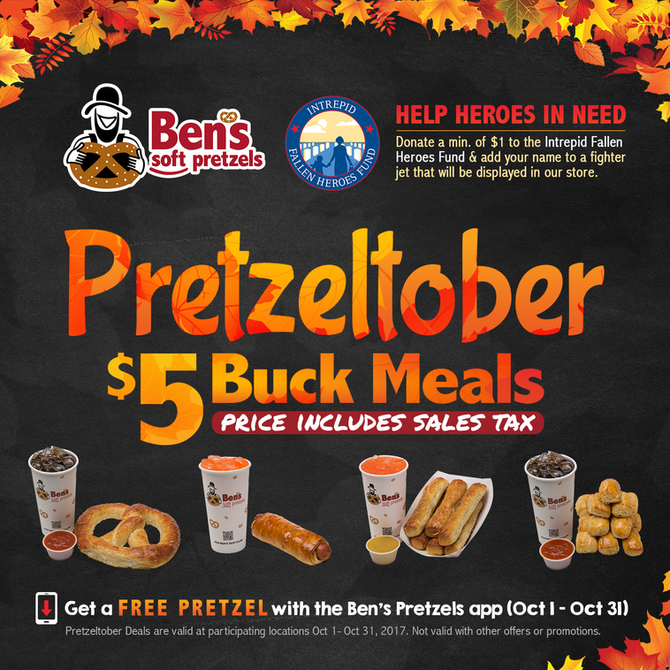 Ben's Pretzels Celebrate Pretzeltober with $5 Buck Meals