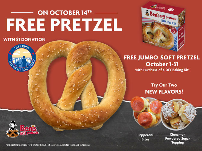 Ben's Pretzels Celebrates National Pretzel Month by Raising Money for Veterans, Free Pretzels an