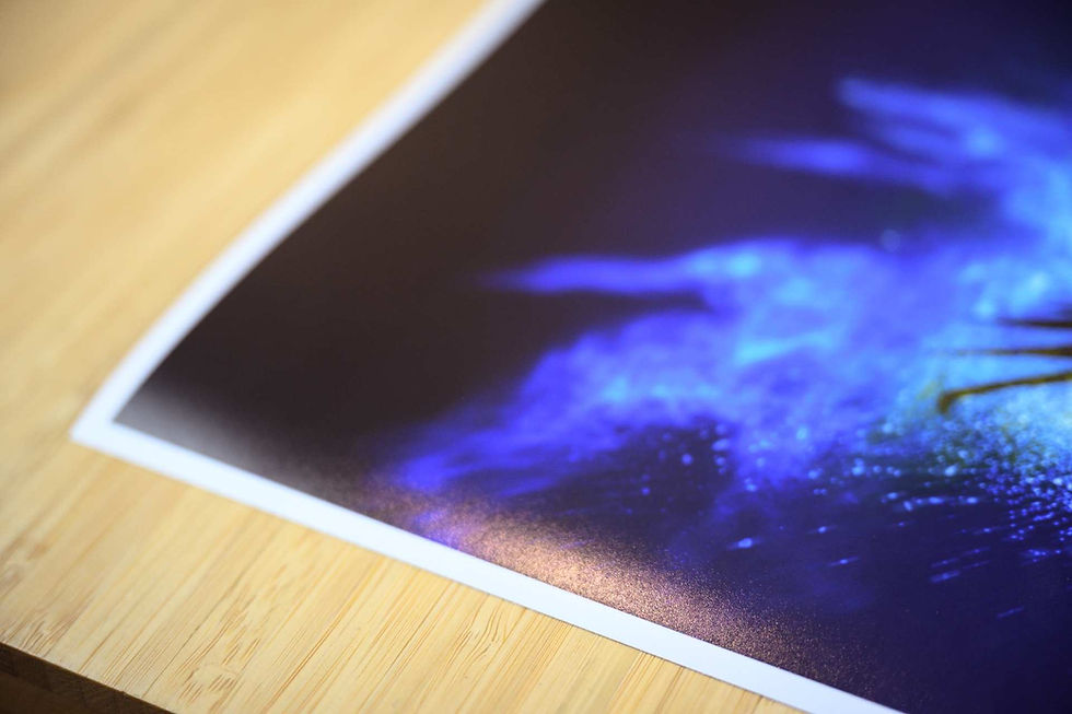 a close-up look of a high quality printed artwork on satin paper