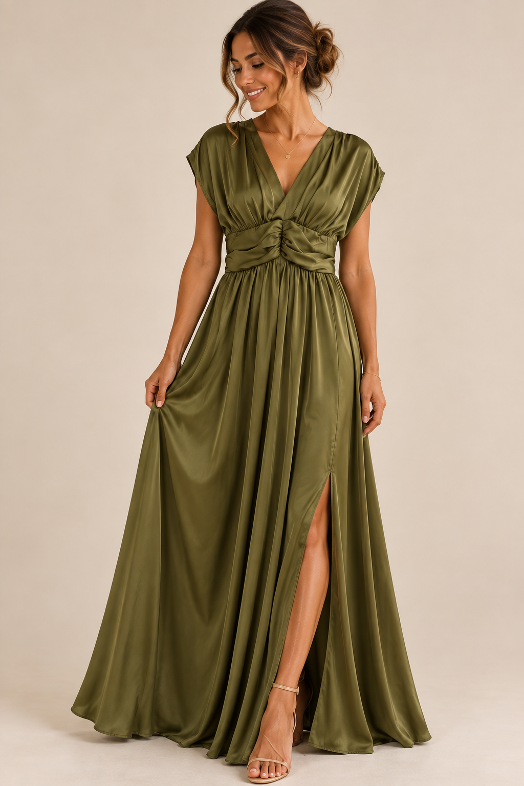 Robe longue satinée 🫒