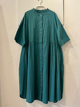 高城染工✨リネン100％ロングシャツワンピース 日本製blue in green