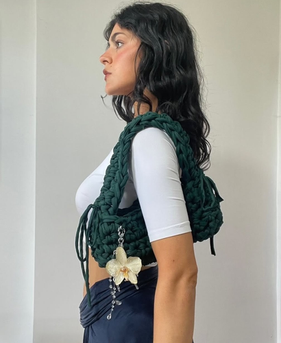 Forest Green Orchid Shoulder Bag | Drool Jewel Forest Green Orchid Shoulder Bag | Drool Jewel