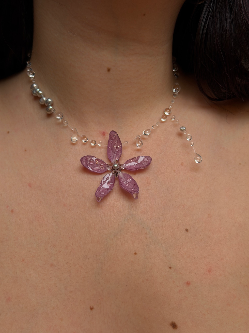 Thumbnail: Dark pink sakura necklace