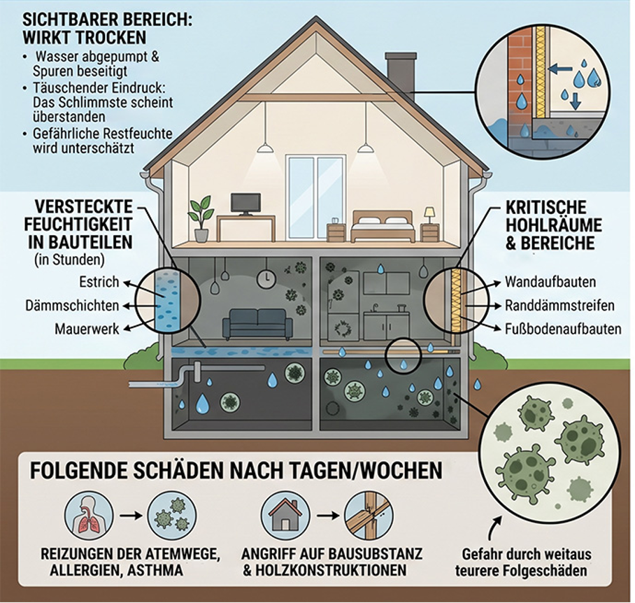 Grafik mit Wasserschaden und Schimmel