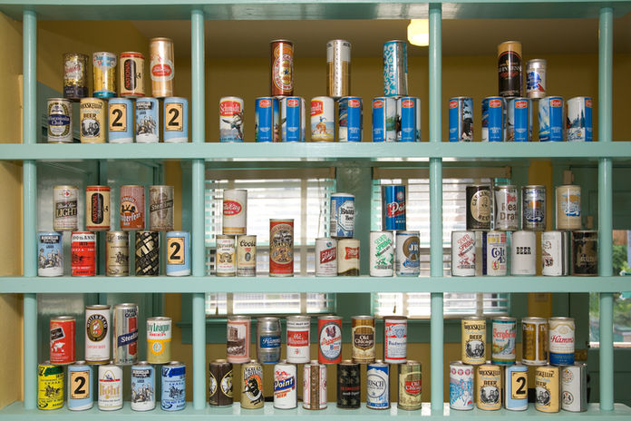 Beer Can House Interior beer cans from around the world - photo by David Brown, dabfoto.jp