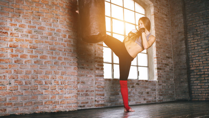 "Kickboxing" -- more than just a workout, self defense, self defense, self defense.