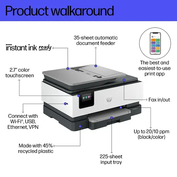 Thumbnail: HP OfficeJet Pro 8135e Wireless All-in-One Printer with 3 Months of Instant Ink