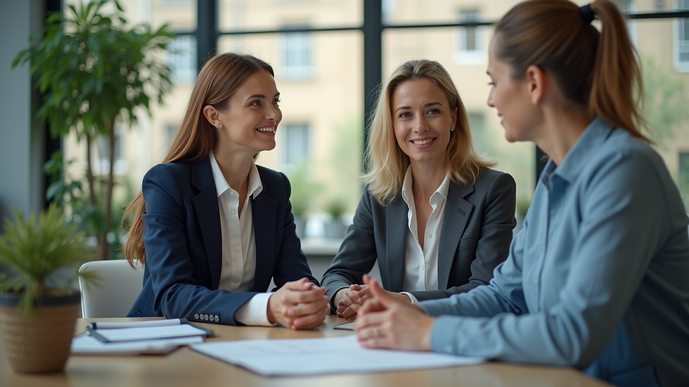 Eye-level view of a career coach and client discussing goals
