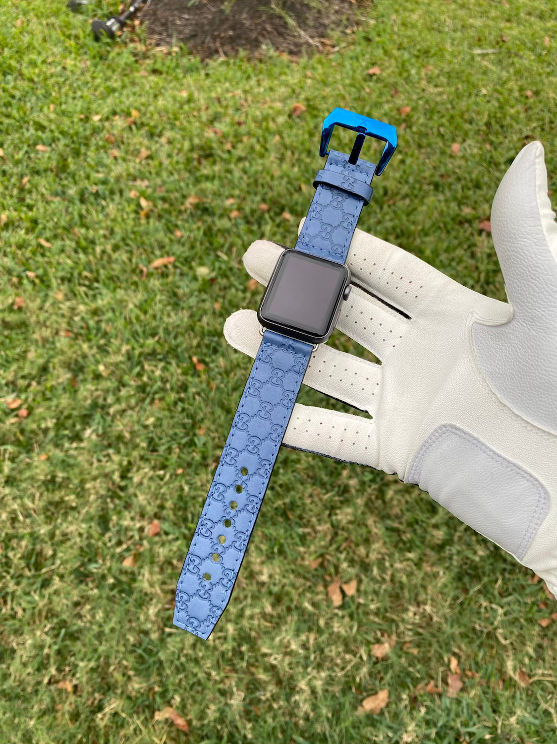 $115 Custom microguccisima (blue) watchband 