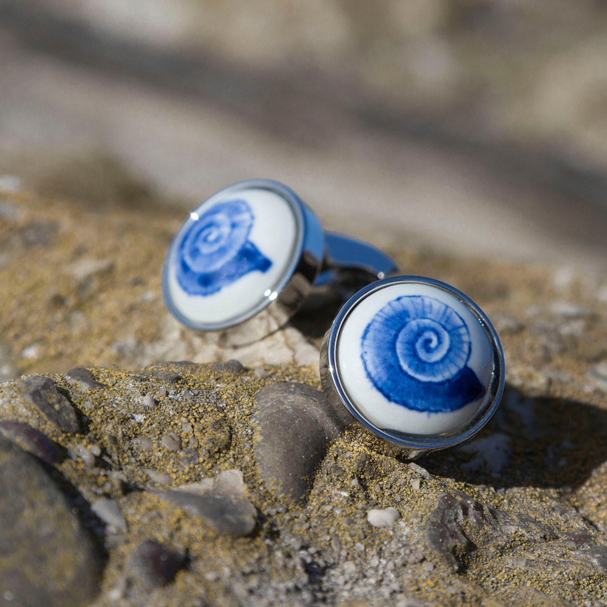 Ammonite cufflink