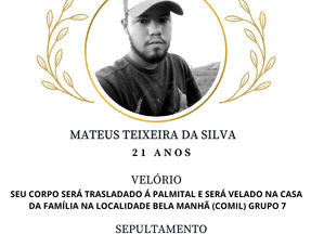 Com grande pesar que a Funerária São João comunica o falecimento do jovem Mateus Teixeira da Silva