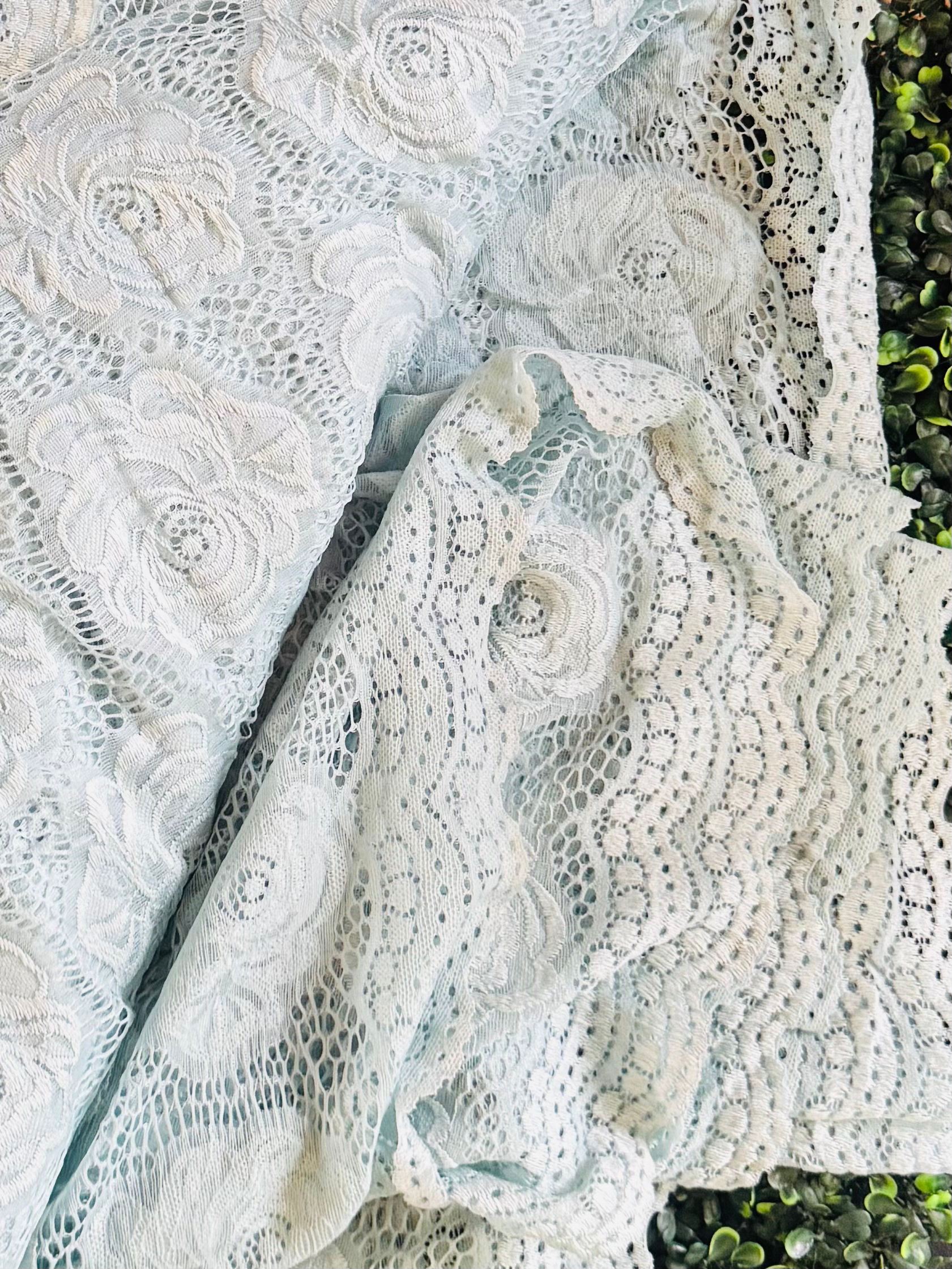 light blue scalloped stretch lace 