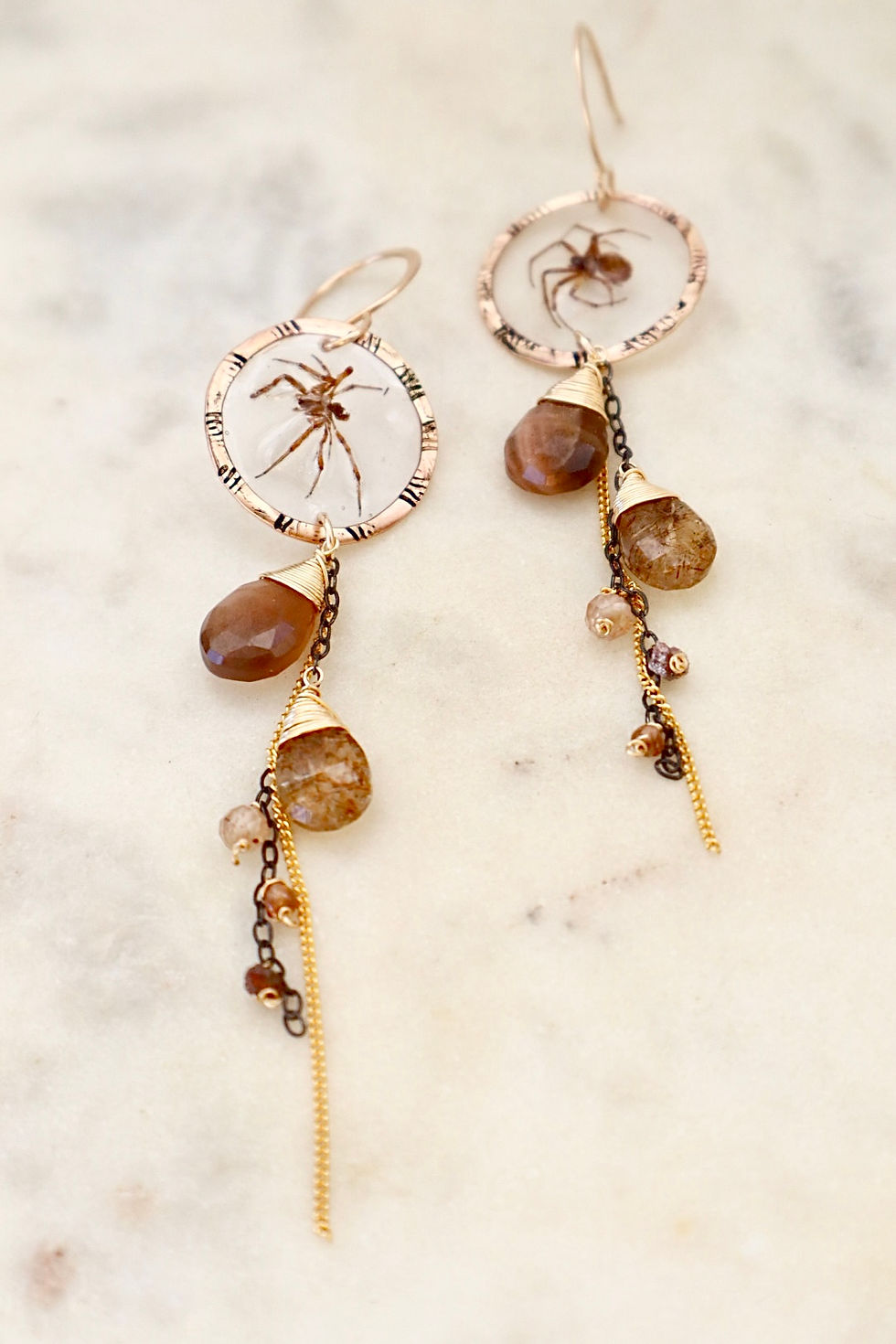 Thumbnail: Spider in Resin Dangle Earrings