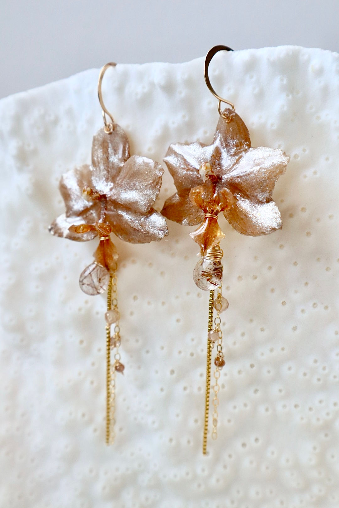 Brown Shimmer Orchid Jasper Earrings