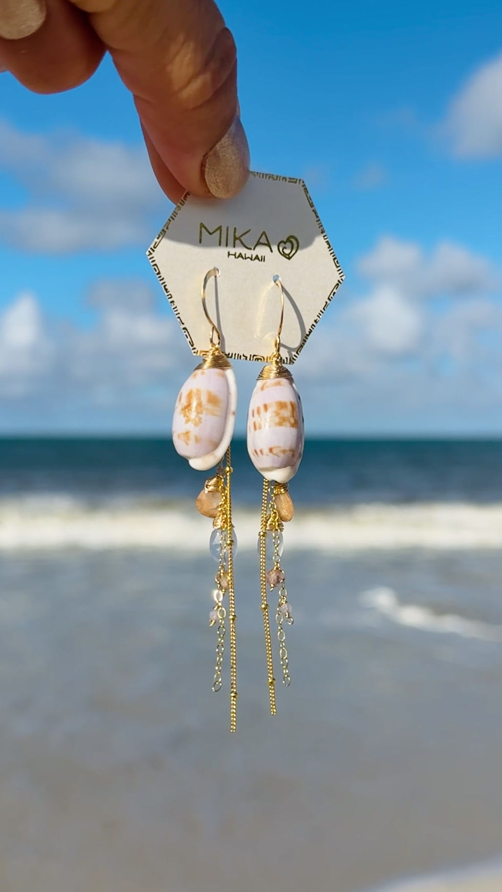 Thumbnail: Cowrie Shell Earrings 14K GF