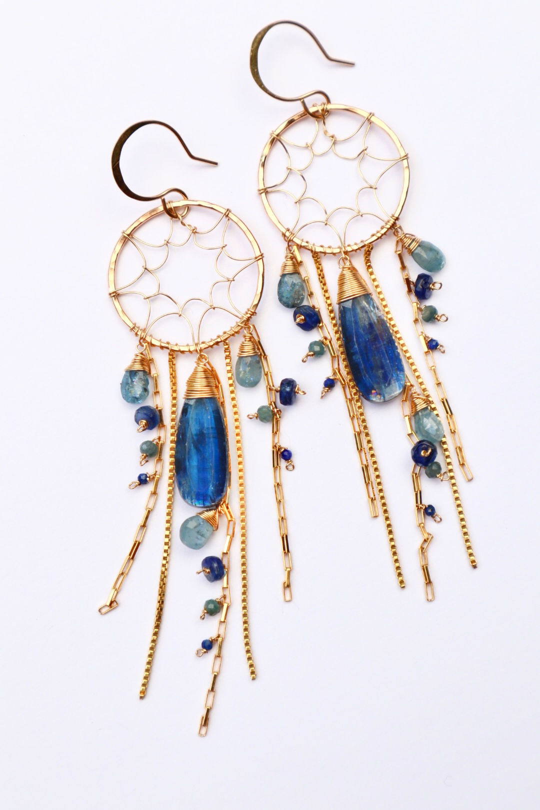 Kyanite + Aquamarine Dreamcatcher Earrings