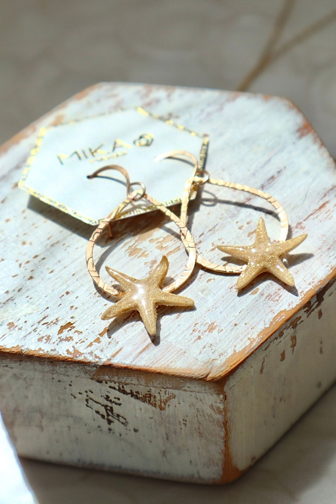 Mini Real Starfish Teardrop Earrings