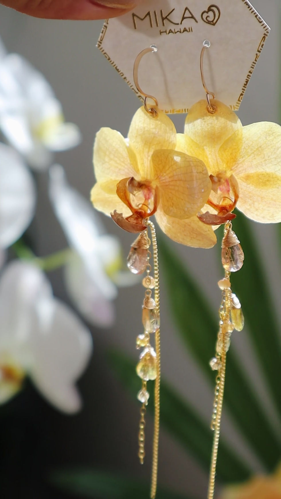 Thumbnail: Imperial Topaz Spotted Phala Orchid Dangles