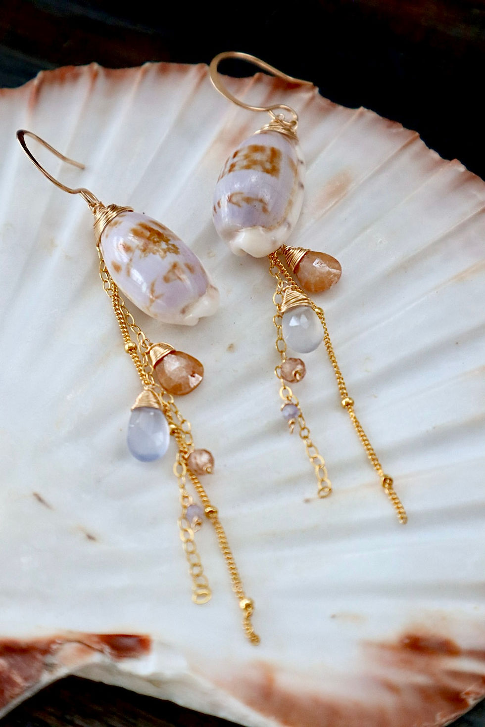 Thumbnail: Cowrie Shell Earrings 14K GF