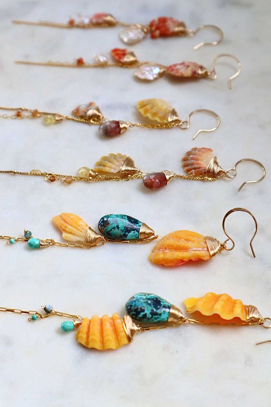 Sunrise Shell Chip Dangles
