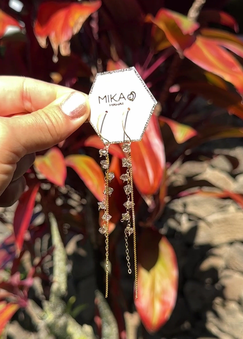 Thumbnail: Cascading Herkimer Dangle Drops 14K Goldfilled 