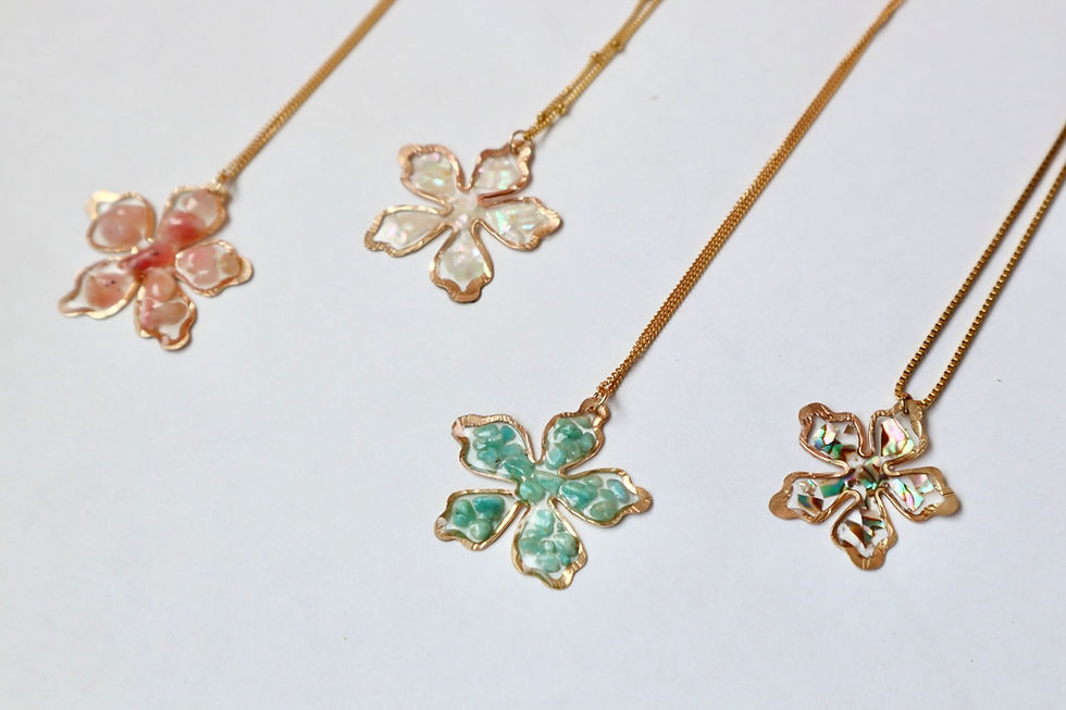 Thumbnail: Hibiscus Resin Pendant Necklaces