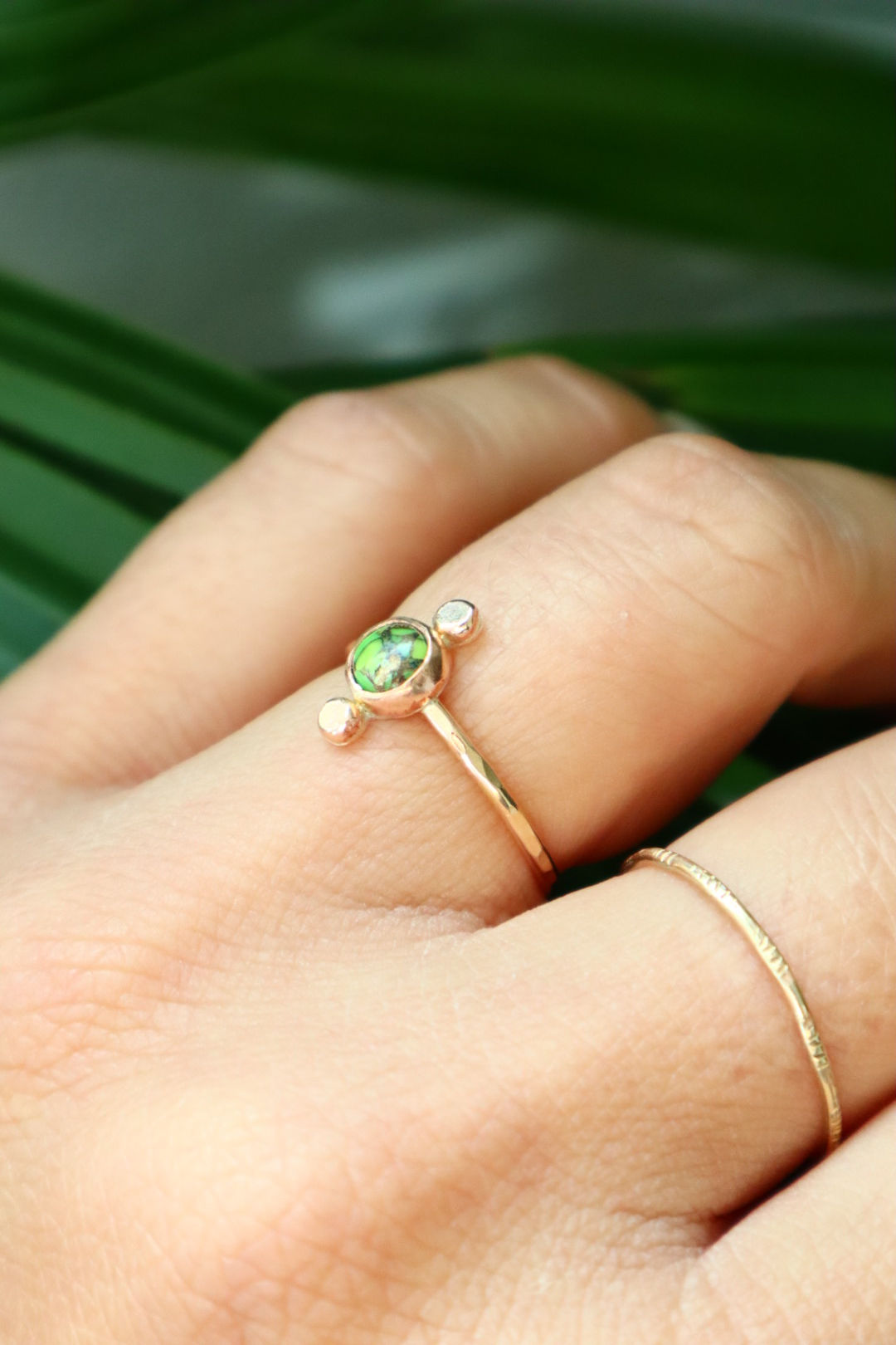 Green Copper Turquoise Bezel Ring