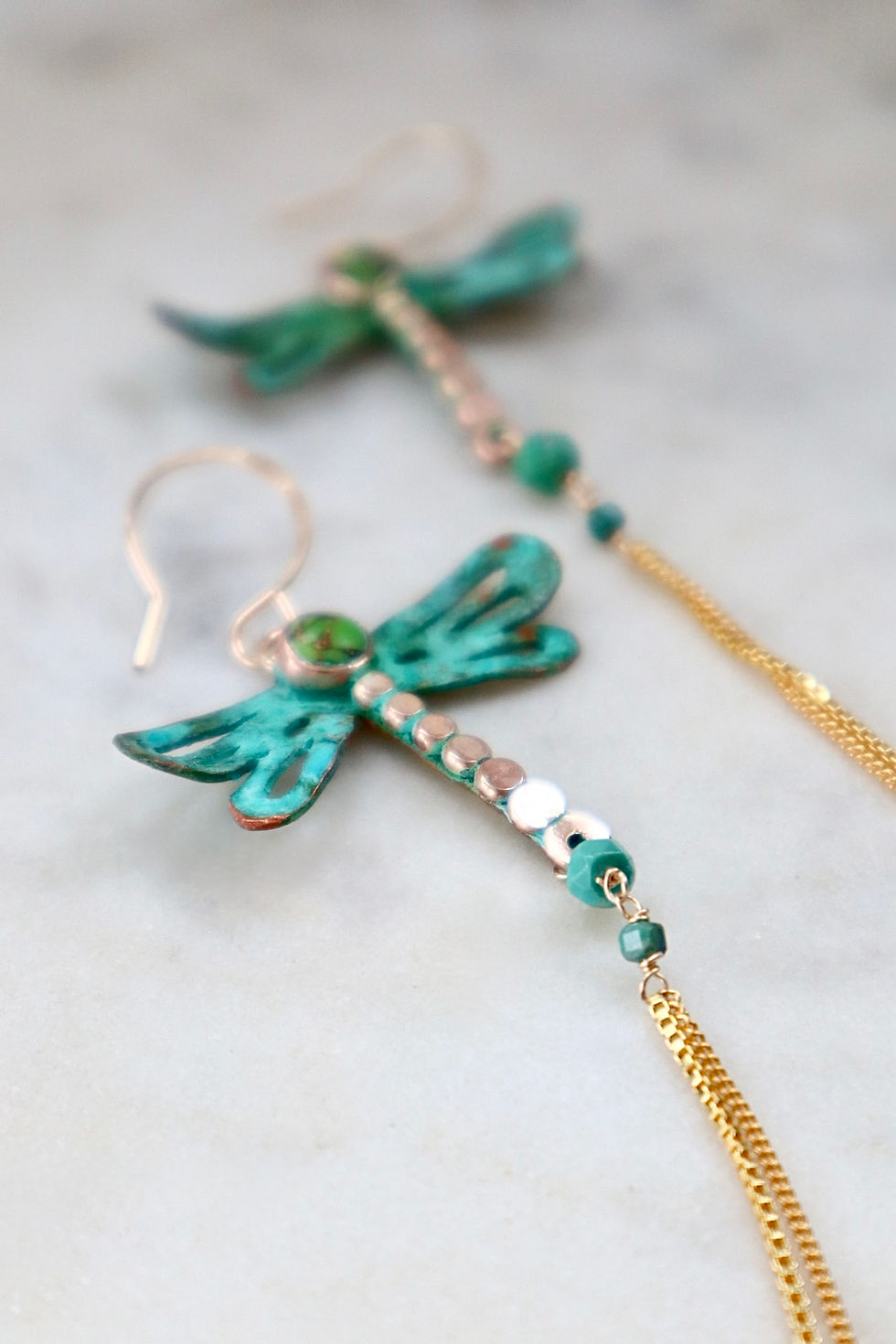 Thumbnail: Turquoise Dragonfly Dangle Earring