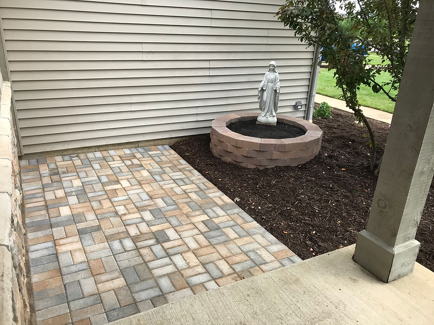 Small paver patio and block "Mary Garden"