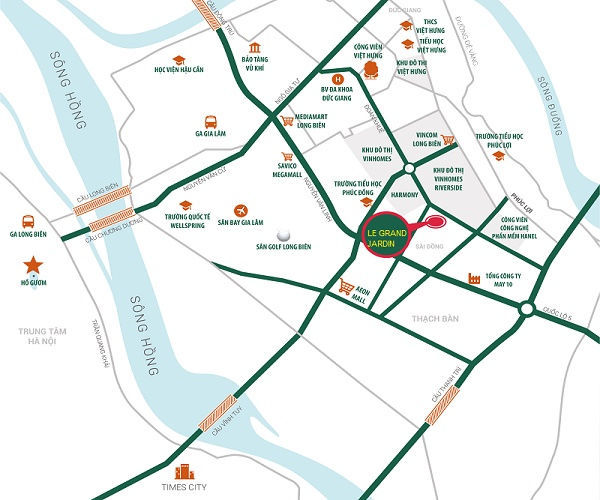 Vị trí dự án Grand Jardin Long Biên