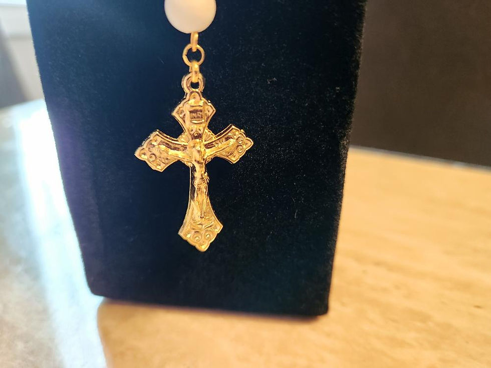 Thumbnail: Sunstone & White Agate Rosary – Joy, Confidence, and Inner Peace