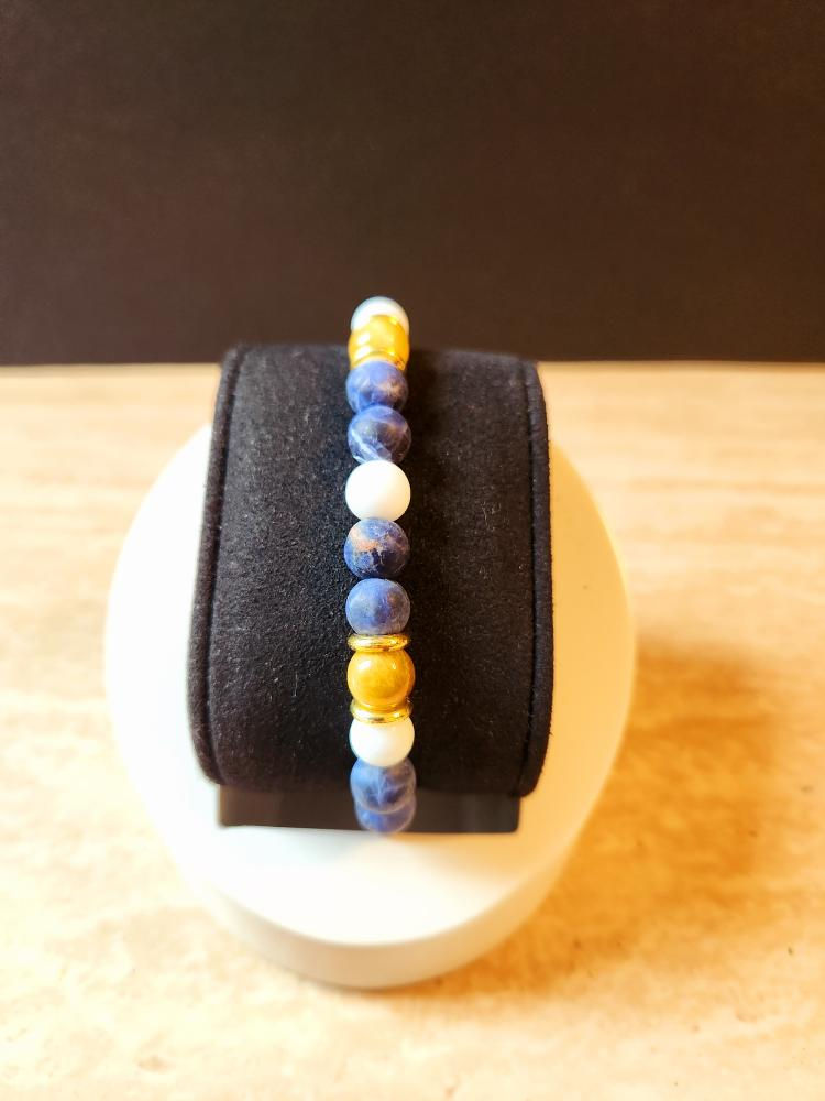 Thumbnail: St Benedict  Rosary-Matte Sodalite, and White Agate SET