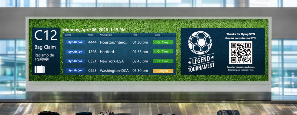 Event content at baggage claim.