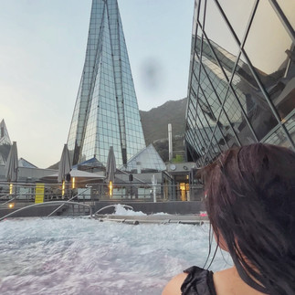 Uitzicht in de Caldea Spa in Andorra.