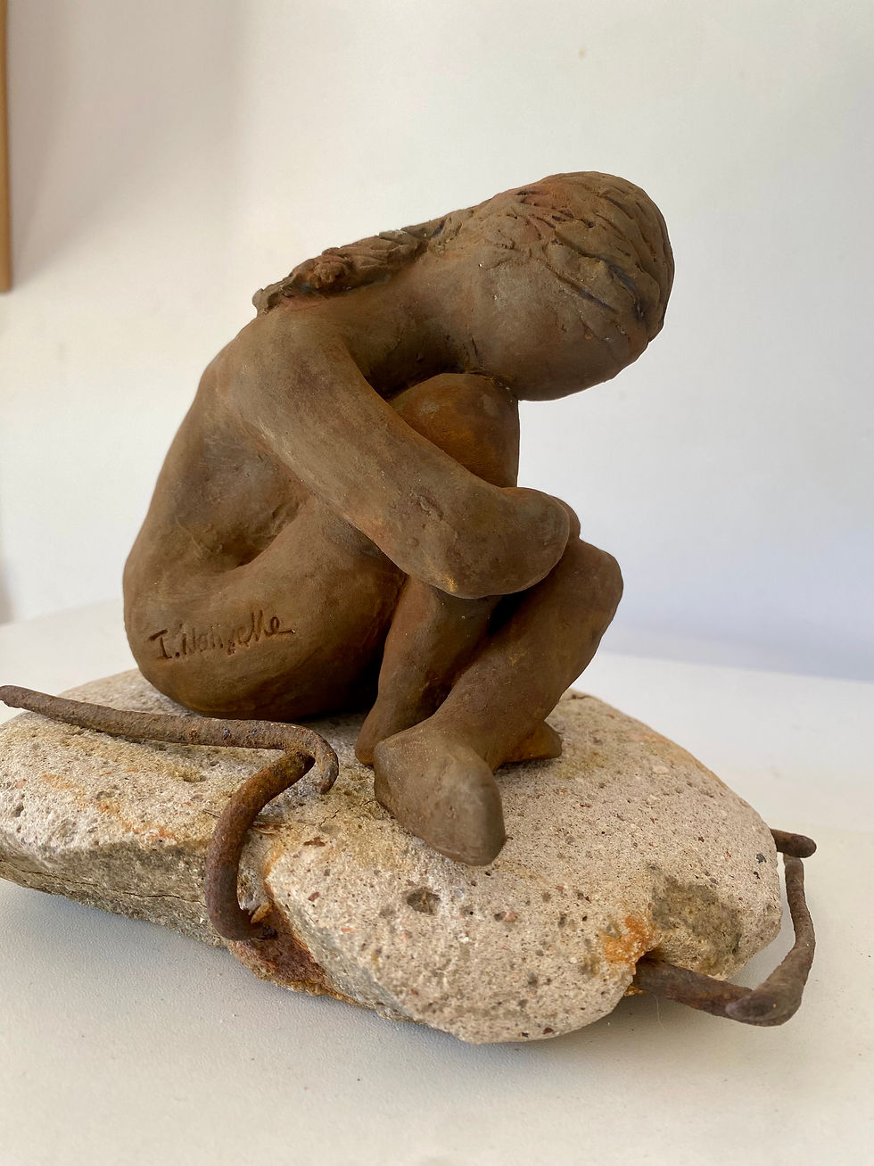 Miniature : Baigneuse rouille sur galet 