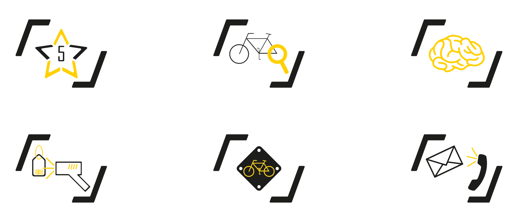 Modern edinburgh bicycle cooperative 6 icons of various bicycle items 